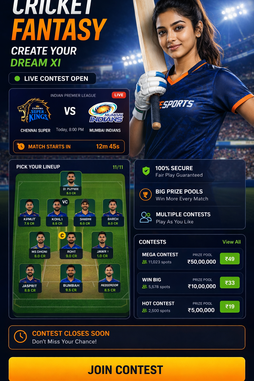Come App Hub cricket matchday visual